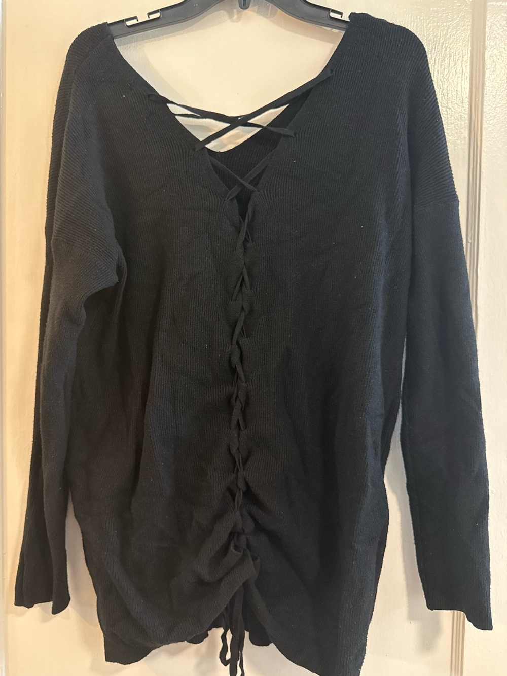 debut Black V-Neck Ribbed Sweater